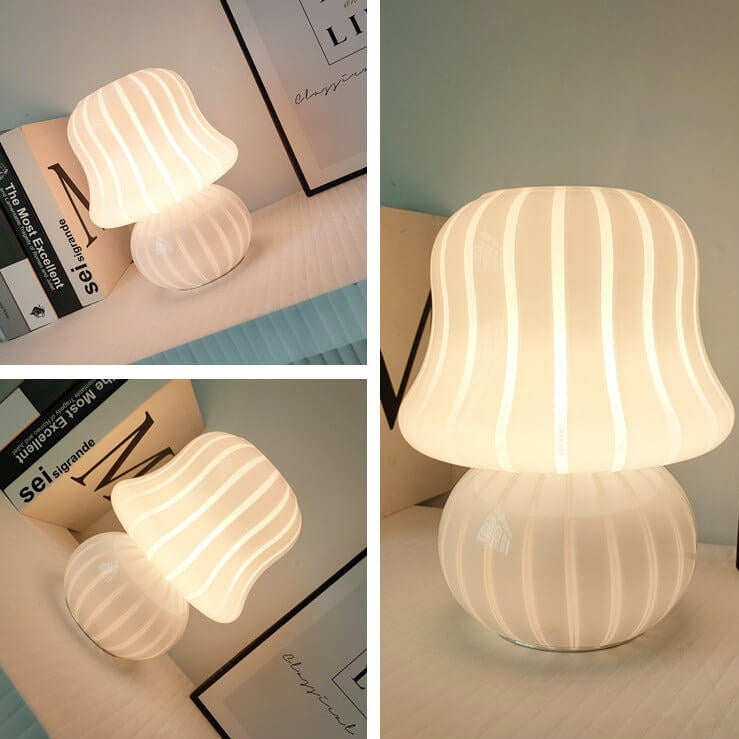 Frendorf | MushLume Glas Tischlampe | Französisches Design | Handgefertigt | Pilzform | Deko & Beleuchtung