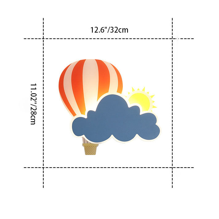 Frendorf | SkyDream LED Wandleuchte | Kreatives Heißluftballon- & Wolkendesign | Für Kinderzimmer | Warmweißes & Weißes Licht