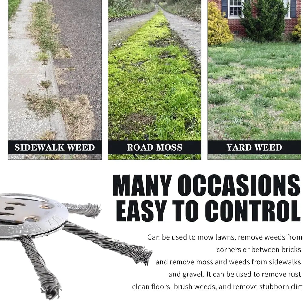 Frendorf | 15 cm Stahlbürsten-Trimmerkopf – Sicher für Beton- & Steinflächen geeignet