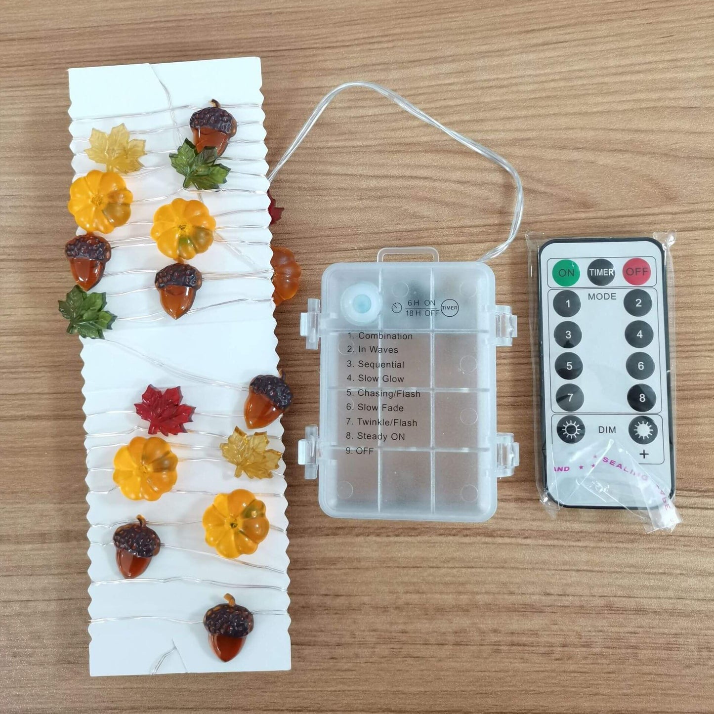Moderne Erntedankfest Ahorn Eichel Kürbis Dekoration 30 LED Lichterkette