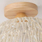 Frendorf | Rattana Deckenleuchte | Japanisches Design | Halbrundes Holz & Rattan | Beleuchtung für Wohnzimmer