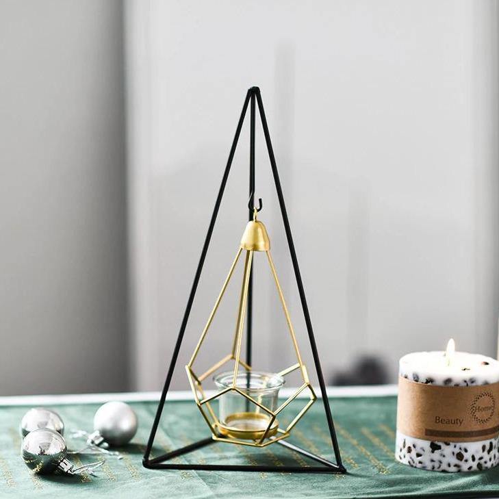 Frendorf | GeoLume Geometrischer Hängender Kerzenhalter oder Vase aus Eisen | Modernes Design | Vielseitige Deko