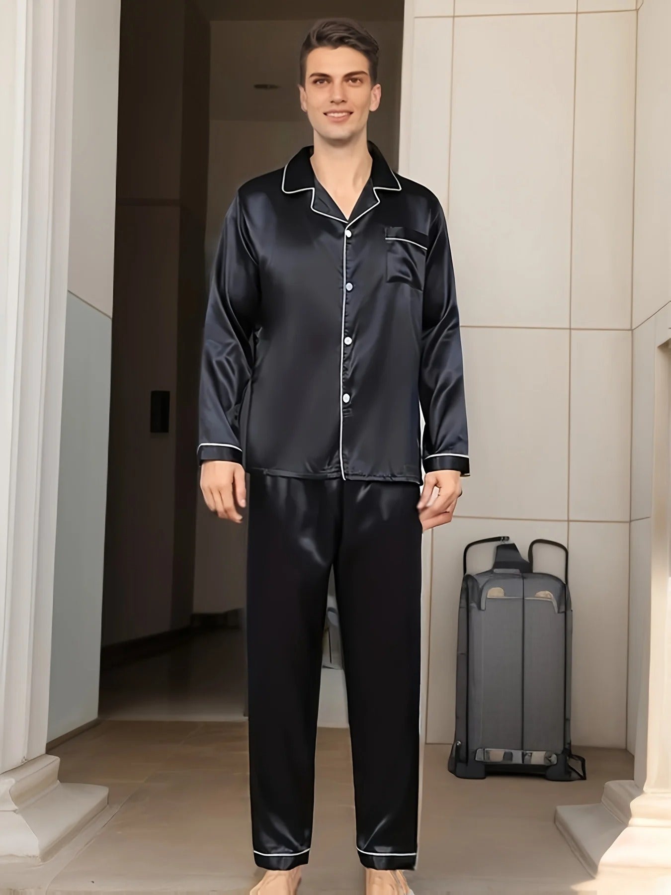 Frendorf | Nachtprestige Luxus Herren Pyjama | Elegante Nachtwäsche | Bequem & Atmungsaktiv | Für erholsamen Schlaf