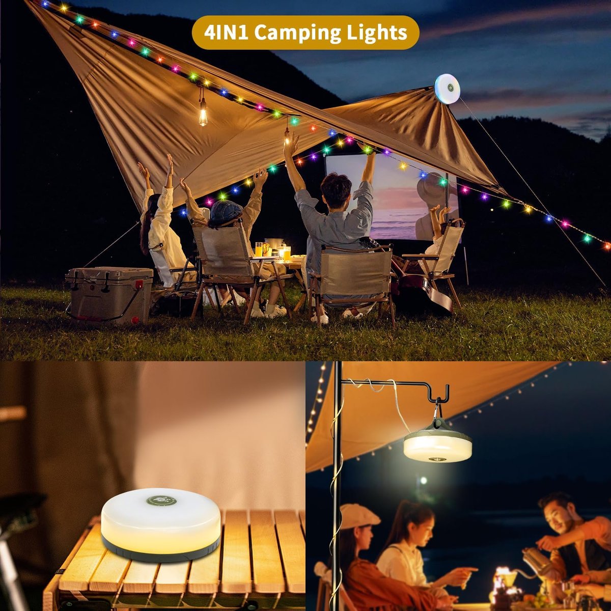 Frendorf |  MultiGlow - 4-in-1 Campinglicht mit RGB-Lichterkette & Powerbank
