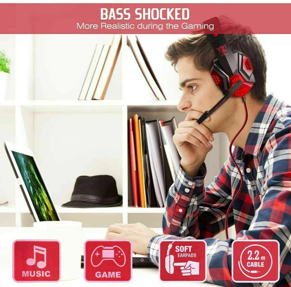 Frendorf | 3.5mm Gaming-Headset Mikrophon LED Kopfhörer Stereo Bass Surround Für PC PS4 Xbox One