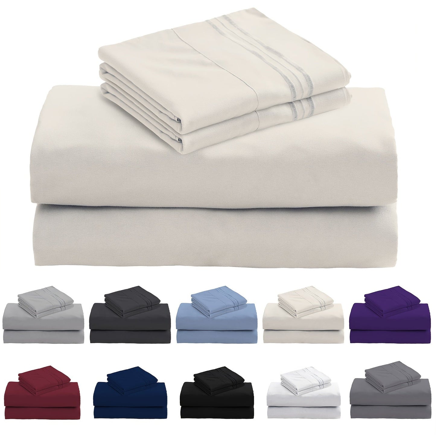3/4-Teil 15" Tiefe Tasche Bettwäsche Set – Superweiche Mikrofaser-Bettlaken, kühlend und atmungsaktiv, luxuriöse Hotel-Spannbetttücher (enthält 1 Bettlaken, 1 Spannbettlaken und 1/2 Kissenbezüge)