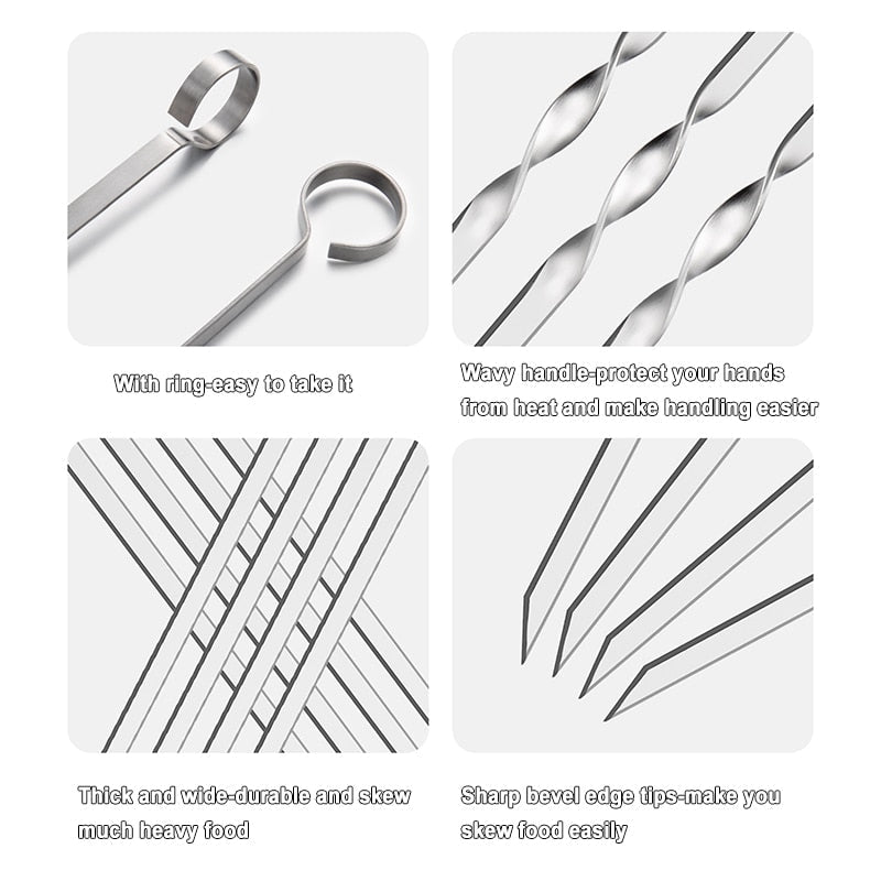 Frendorf | 15 Stück BBQ Spießset mit Pinsel Grillzubehör für den Außenbereich