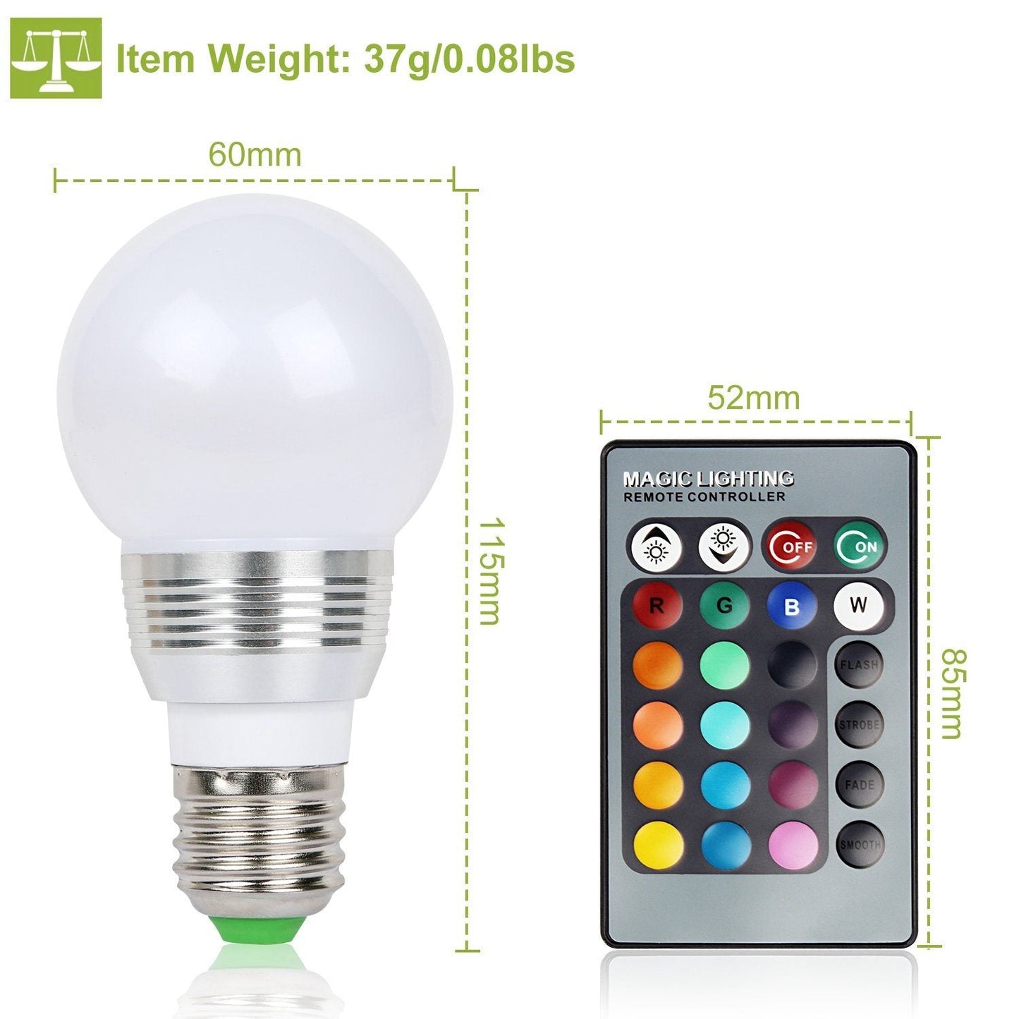Frendorf | 16 Farben Wechsel LED-Lampen E27 3W RGD Dimmbare Stimmungsbeleuchtung Lampe