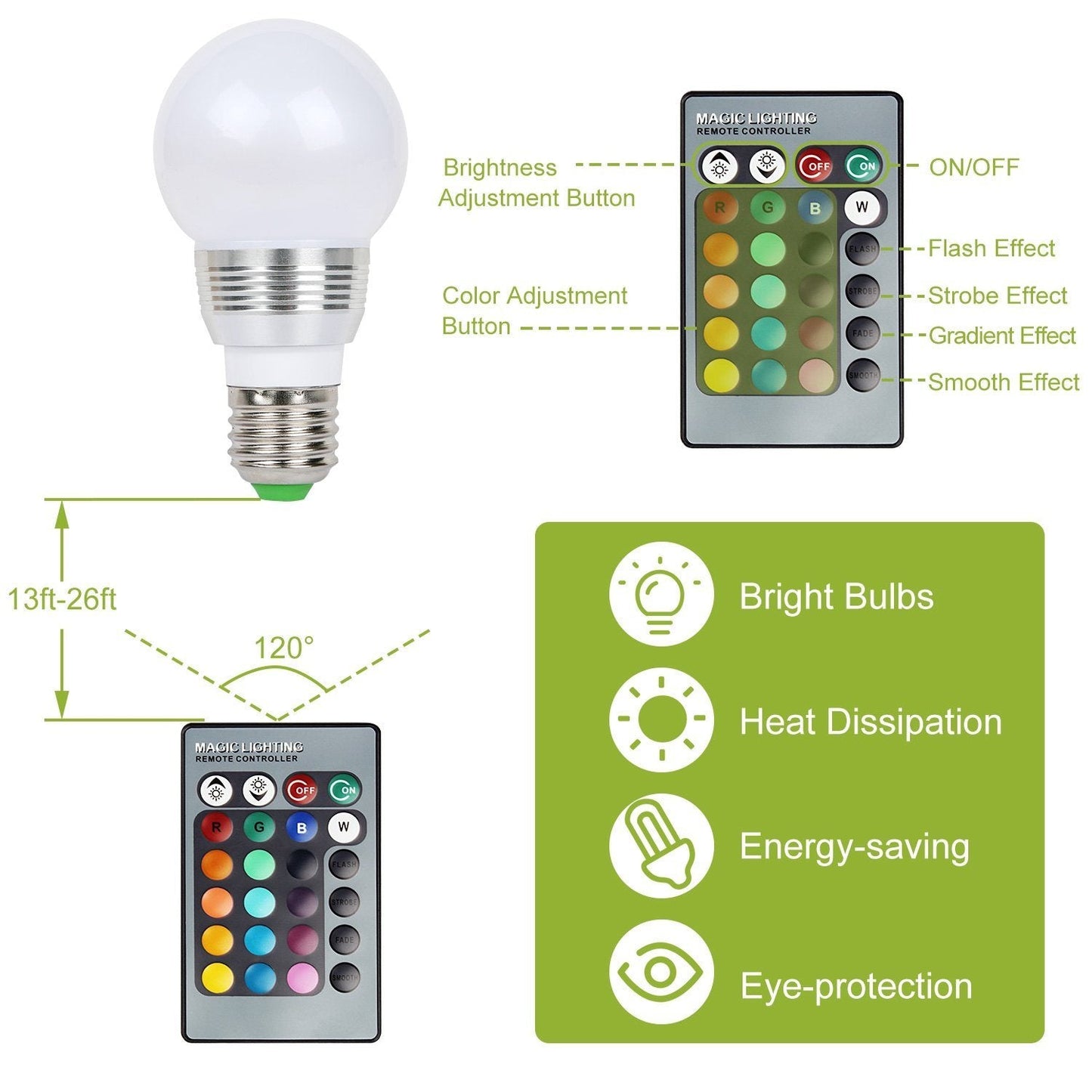 Frendorf | 16 Farben Wechsel LED-Lampen E27 3W RGD Dimmbare Stimmungsbeleuchtung Lampe