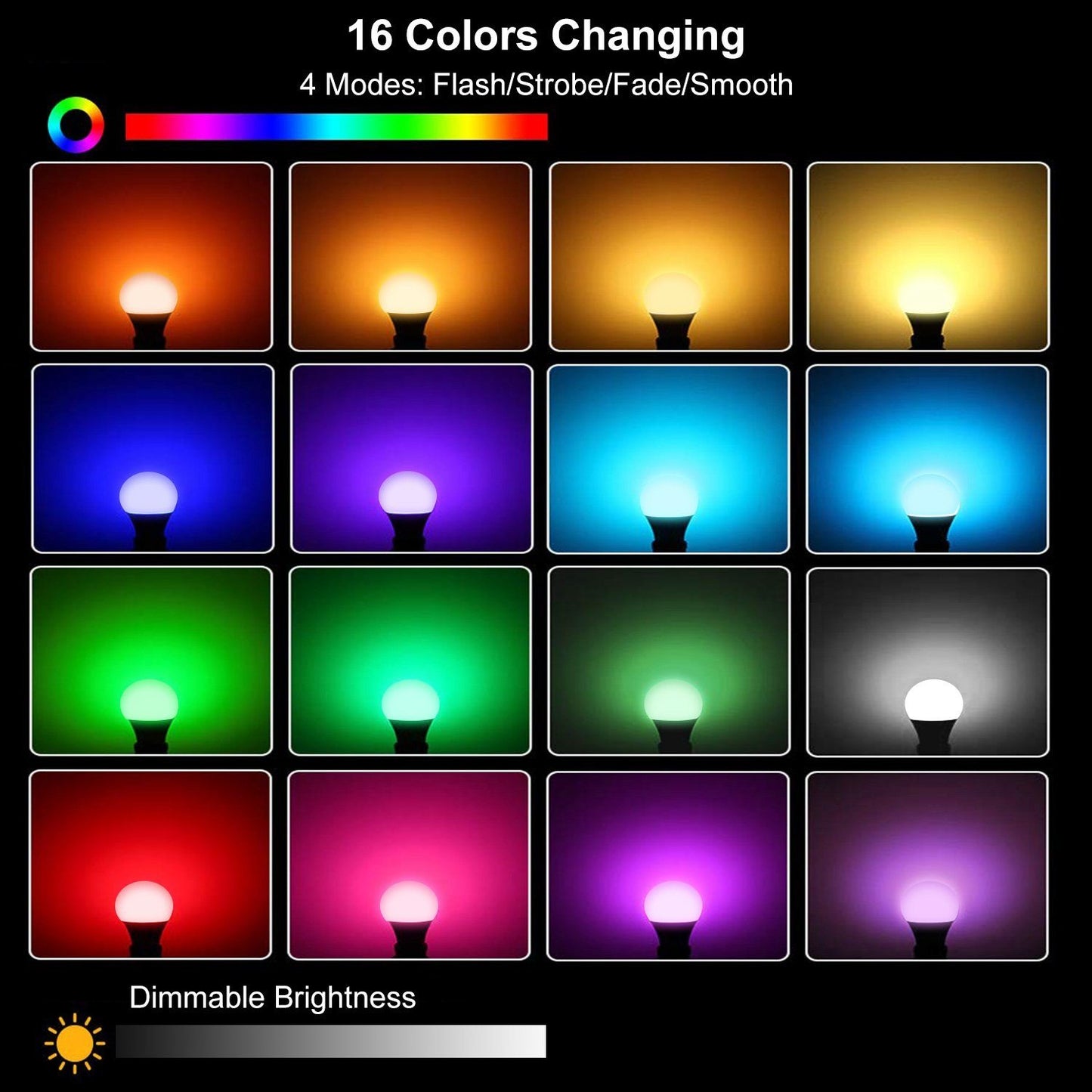 Frendorf | 16 Farben Wechsel LED-Lampen E27 3W RGD Dimmbare Stimmungsbeleuchtung Lampe