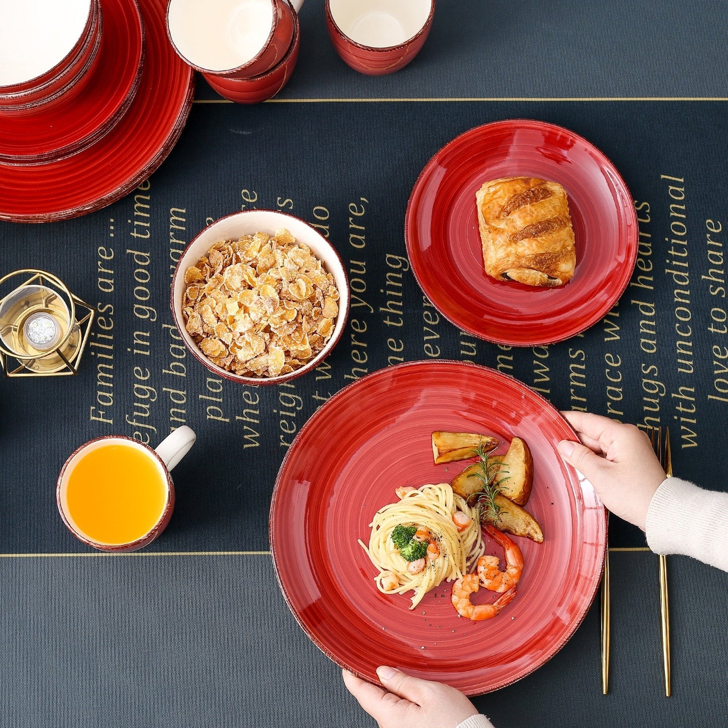 Frendorf | 16-Teiliges Porzellan Dinner Set Vintage Look Keramik Teller Set