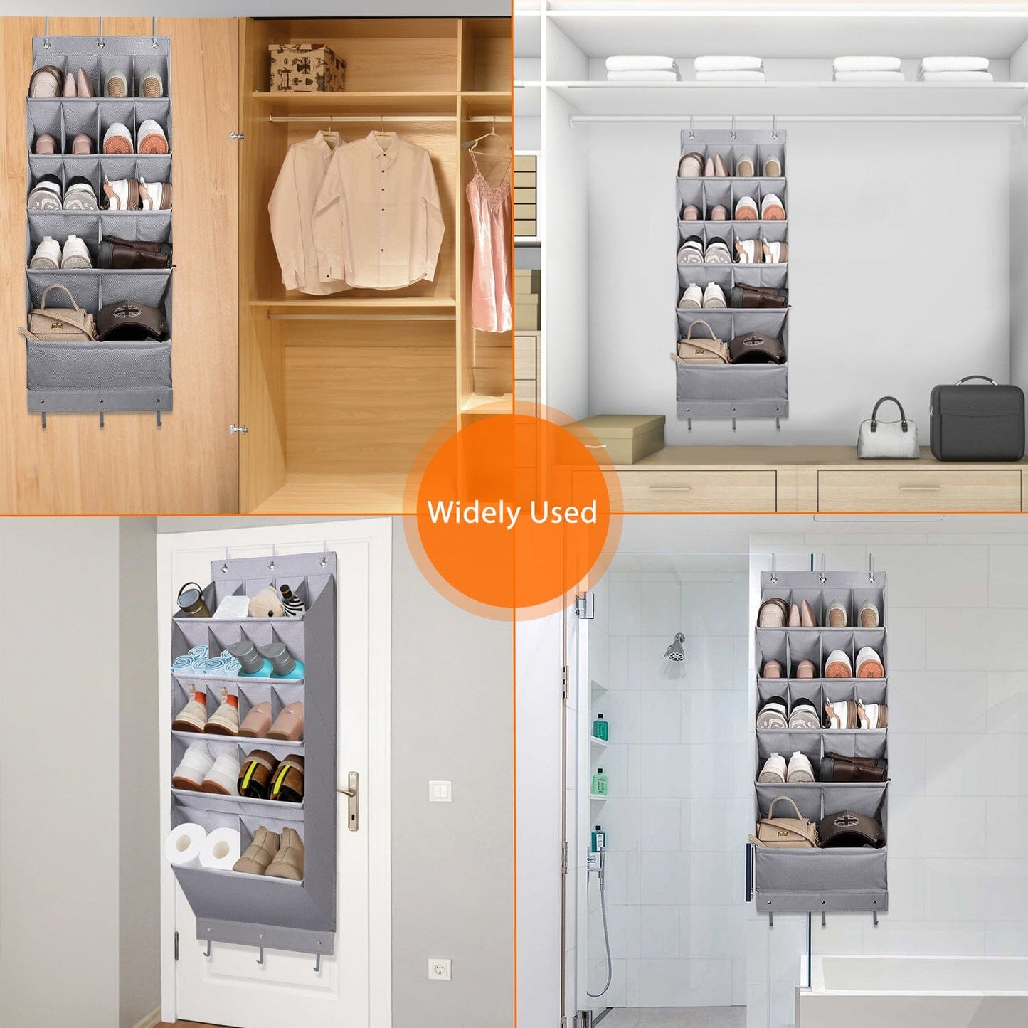 Frendorf | 16 Taschen Schuh-Organizer Über Der Tür 5-stufig mit 6 Haken