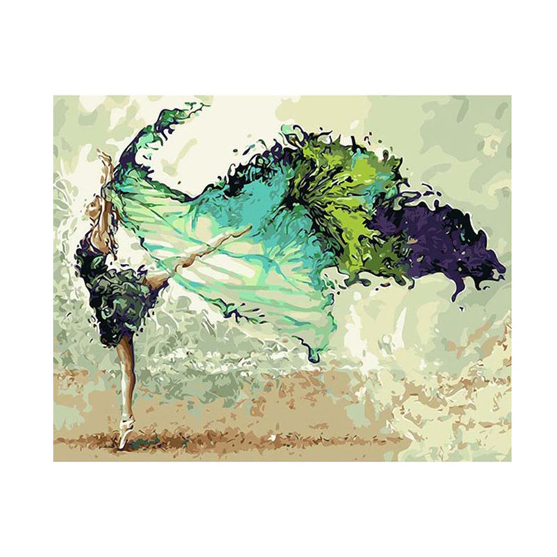 Frendorf | Modernistische Vrouw Danst Wandkunst Canvas Textured Groene Schilderij voor Woonkamer