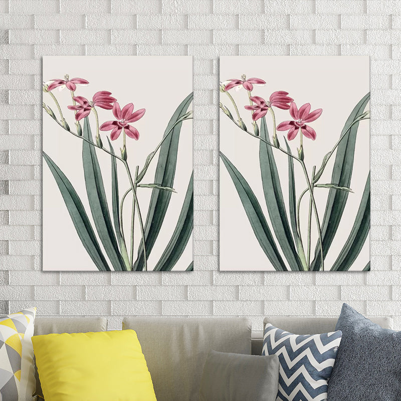 Frendorf | Blumen Leinwand Wandkunst Textur Oberfläche Minimalistisch Mädchen Wohnzimmer Gemälde