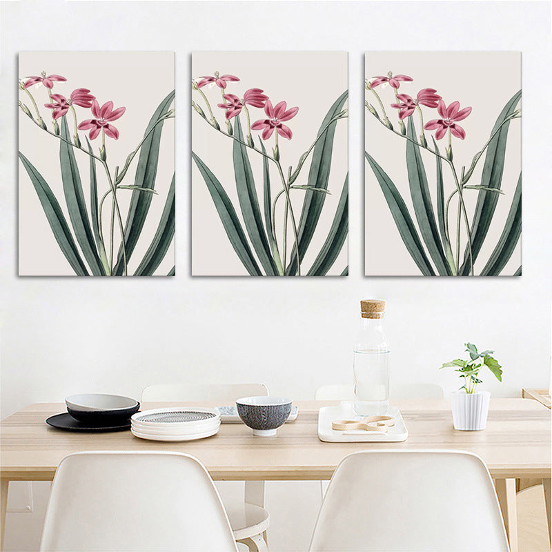 Frendorf | Blumen Leinwand Wandkunst Textur Oberfläche Minimalistisch Mädchen Wohnzimmer Gemälde