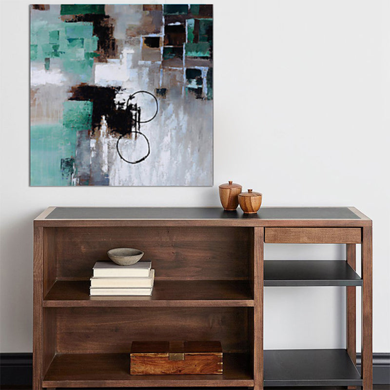 Frendorf | Blaue Pinselstrich Wandkunst Abstraktes Gemälde Minimalistische Texturierte Leinwanddruck