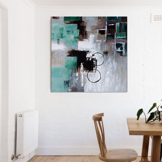 Frendorf | Blaue Pinselstrich Wandkunst Abstraktes Gemälde Minimalistische Texturierte Leinwanddruck