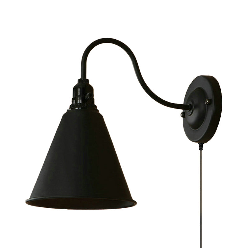 Frendorf | 1 Licht Geconfectioneerde Wandlamp met Stekkerkabel Industriële Zwarte Metalen Wandlamp voor Voordeur