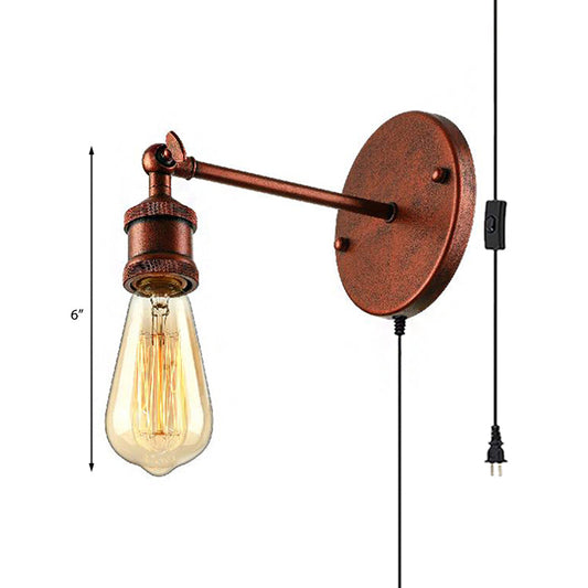 Frendorf | Rustikale Stil Kreisförmige Wandplatte Wandlampe 1 Kopf Metall Wandleuchte in Kupfer für Badezimmer