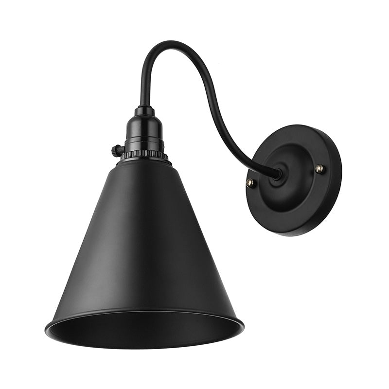 Frendorf | 1 Kopf Gooseneck Wandbeleuchtung mit konischer Schirm Industrielles schwarzes Metall Wandleuchte für das Esszimmer