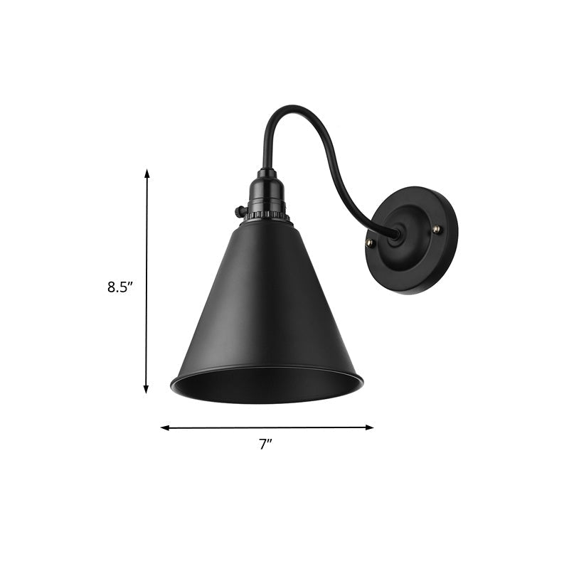 Frendorf | 1 Kopf Gooseneck Wandbeleuchtung mit konischer Schirm Industrielles schwarzes Metall Wandleuchte für das Esszimmer