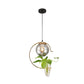 Industrielle Globe Metall Hängeleuchte 1 Leuchte Milchweiß/Rauchgrau Glas LED Pendelleuchte in Schwarz/Gold