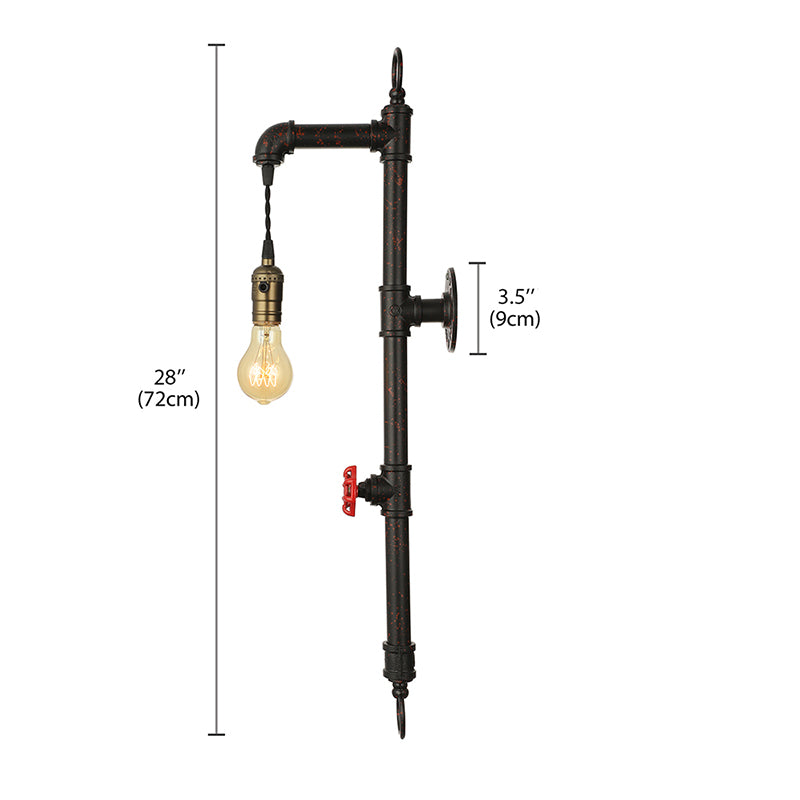 Frendorf | Dunkelrost Rohr Wandbeleuchtung mit Ventil Vintage Stilvolles Metall 1 Licht Wohnzimmer Wandleuchte