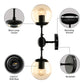 Frendorf | Schwarze 2-Licht Wandleuchte Industrial Amber Glas Globus Schirm Beleuchtung Fixture für Wohnzimmer