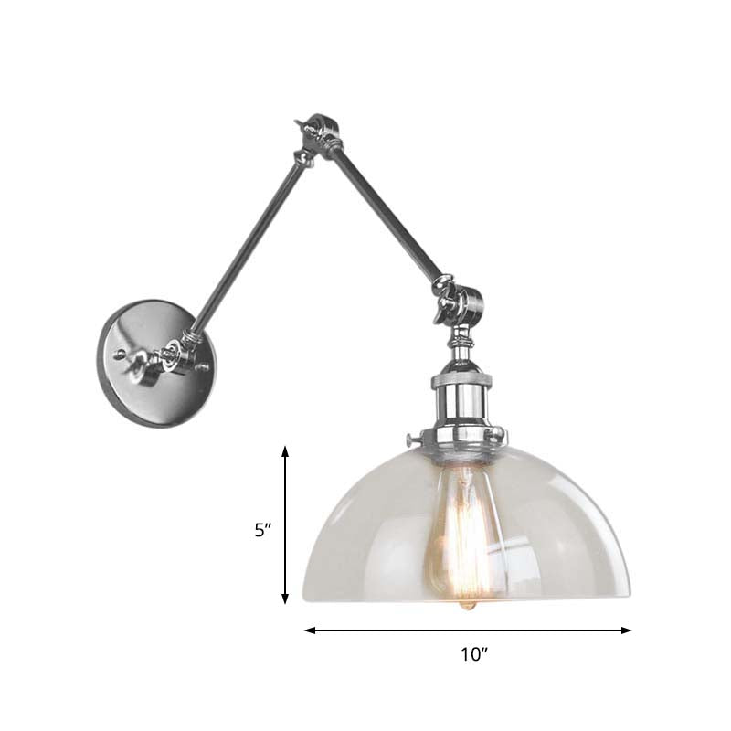 Frendorf | Dome Clear Glass Wandlamp Industrieel Eenvoudige Peertje Eetkamer Sconces Lamp in Chrome