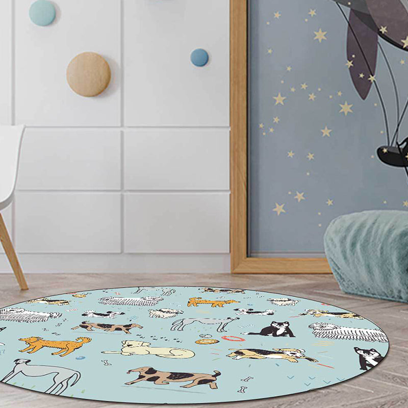 Frendorf | Uniek Kinderen Tapijt in Groen Dieren Hond Bot Afdrukpatroon Tapijt Polyester Wasmachinebestendig Vloerkleed voor Kinderkamer