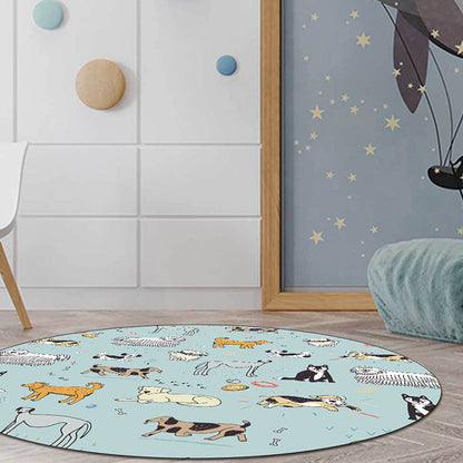 Frendorf | Uniek Kinderen Tapijt in Groen Dieren Hond Bot Afdrukpatroon Tapijt Polyester Wasmachinebestendig Vloerkleed voor Kinderkamer