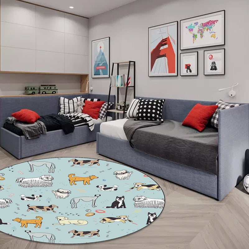 Frendorf | Uniek Kinderen Tapijt in Groen Dieren Hond Bot Afdrukpatroon Tapijt Polyester Wasmachinebestendig Vloerkleed voor Kinderkamer