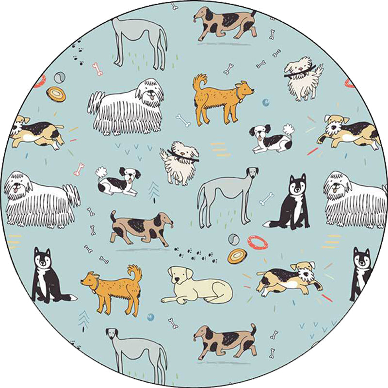 Frendorf | Uniek Kinderen Tapijt in Groen Dieren Hond Bot Afdrukpatroon Tapijt Polyester Wasmachinebestendig Vloerkleed voor Kinderkamer