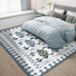 Frendorf | Zuidwestelijke geometrische druktapijt blauw en bruin polyester tapijt machinewasbaar antislip deurmat voor woonkamer