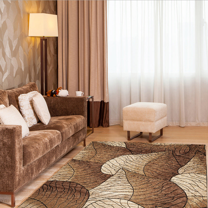 Frendorf | Braun und Grau Moderner Teppich Polyester Botanisches Blattmuster Teppich Waschbar Rutschfeste Rückseite Teppich für Wohnzimmer