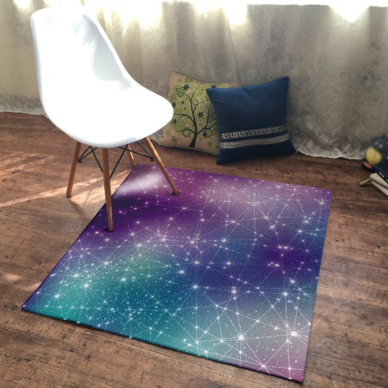 Einfach moderner Teppich in lila Äußeres Raumstern-Geometrie-Muster Teppich Polyester Fleckenresistenter Teppich für die Wohnkultur