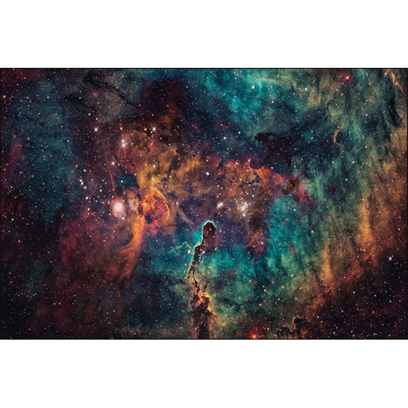Frendorf | Minimalistische Moderne Teppich in Grün und Orange Außenräume Nebula Muster Teppich Polyester Rutschfeste Matten für Wohnkultur