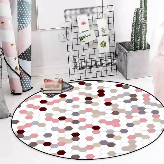 Frendorf | Besonderer Moderner Teppich mit Weißen Punkten Sechseckmuster Teppich Polyester Waschbarer Teppich für Wohnraumdekoration