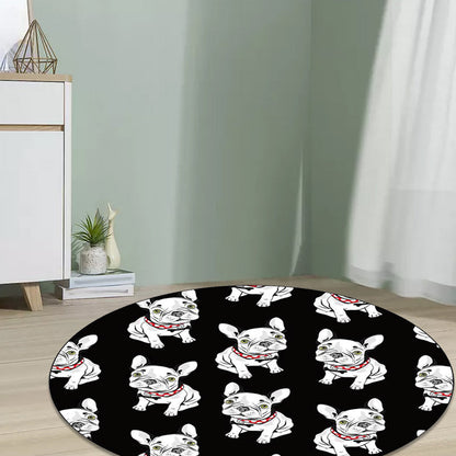 Frendorf | Schwarzer Kinderzimmerteppich Kinder Tiere Hund Muster Teppich Polyester Rutschfeste Unterlage Teppich
