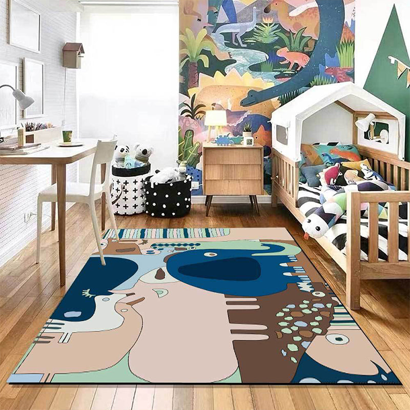 Frendorf | Kleurrug voor Kinderen | Kinderdieren Olifant Giraffe Streepjespatroon Vloerkleed Polyester Wasbaar Tapijt