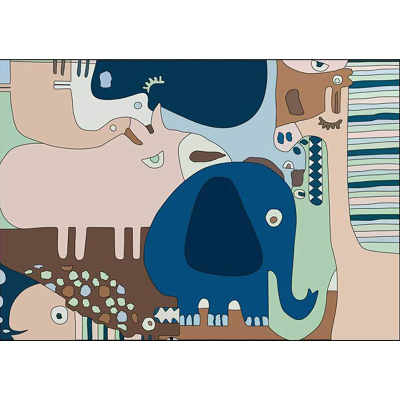 Frendorf | Kleurrug voor Kinderen | Kinderdieren Olifant Giraffe Streepjespatroon Vloerkleed Polyester Wasbaar Tapijt