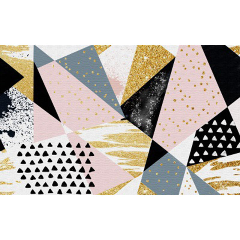 Frendorf | Roze en Gouden Slaapkamer Tapijt Novelty Geometrie Onregelmatige Vorm Dots Patroon Gebied Tapijt Polyester Anti-Slip Tapijt