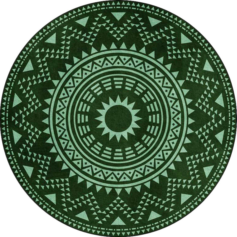 Frendorf | Blauer und grüner südwestlicher Teppich Polyester geometrisches Muster Teppich waschbar rutschfeste Unterlage Teppich für Wohnzimmer