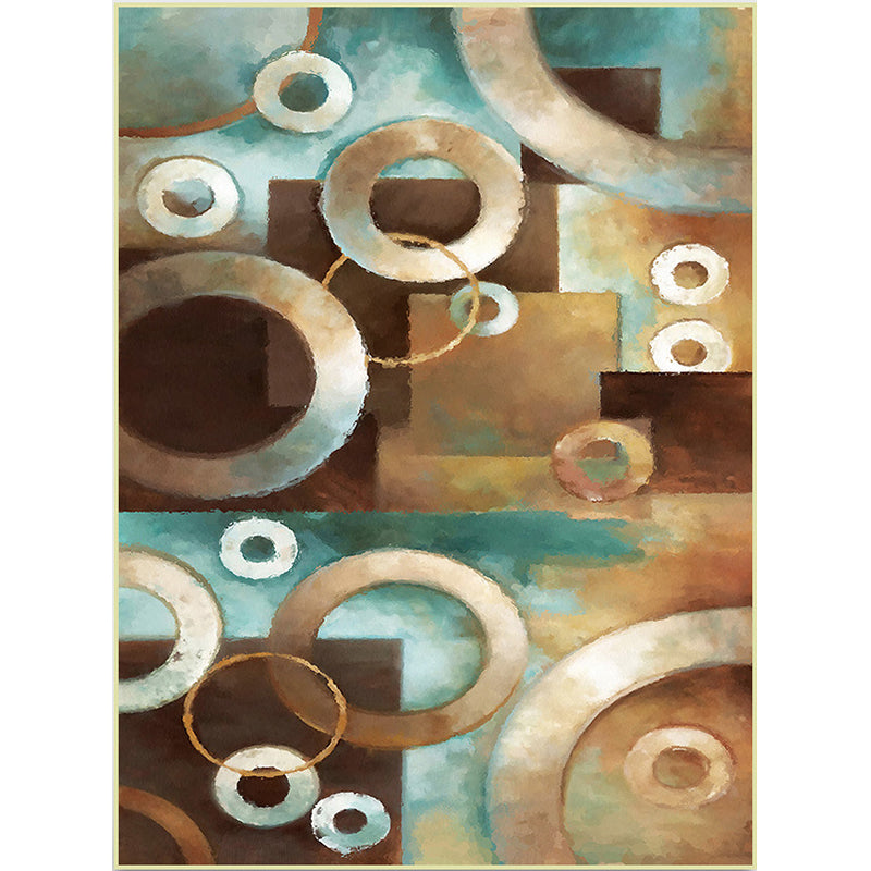 Frendorf | Braun und Blau Freizeitteppich Polyester Geometrischer Teppich Waschbar Rutschfeste Unterlage Teppich für das Wohnzimmer