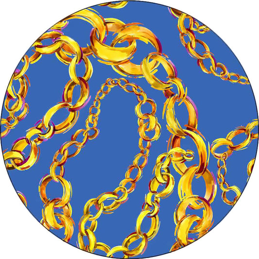 Frendorf | Blauer Schlafzimmerteppich Moderner Kettenmuster Teppich Polyester Maschinenwaschbar Fleckenresistenter Teppich