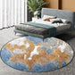 Frendorf | Funky Abstract Teppich Blau und Gold Nordischer Teppich Polyester Waschbar Antirutschboden Wohnzimmer Teppich