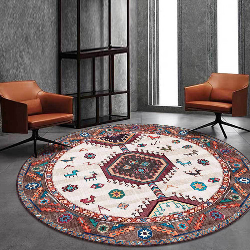 Frendorf | Braun und Beige Southwestern Teppich Polyester Tribal Muster Teppich Waschbar Rutschfeste Rückseite Teppich für Wohnzimmer