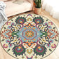Frendorf | Persian flower pattern rug yellow and green polyester rug machine washable non-slip rug for the bedroom