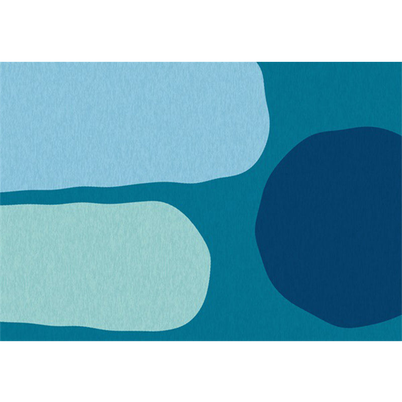 Frendorf | Blaues Schlafzimmerteppich Neuheit Farbkasten Muster Teppich Polyester Maschinenwaschbar Teppich