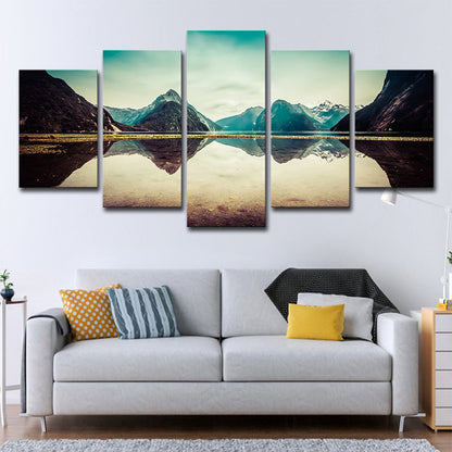 Frendorf | Blaue Milford Sound Landschaftsleinwand Mehrteiliges Wandkunst für Wohnzimmer